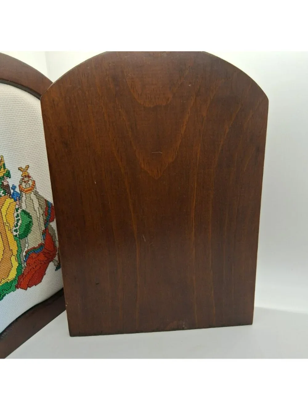 Vintage Wood Triptych Nativity Needlepoint Panels Holy Family Kings Angel 1984